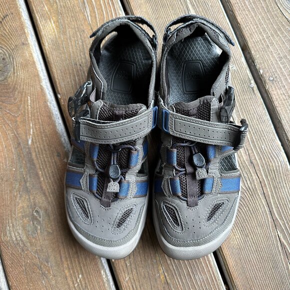 EUC TEVA OMNIUM Gray/Blue Multi-Sport Closed Toe Sandals in Men's 9 / EU 42 - Picture 1 of 12